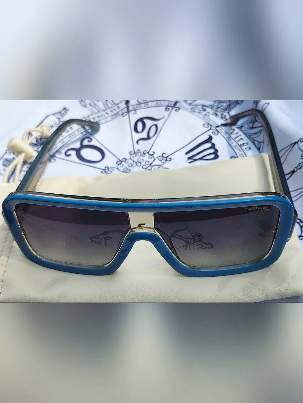 Unisex Carrera Blue Frame Sunglasses with Gold Accent
